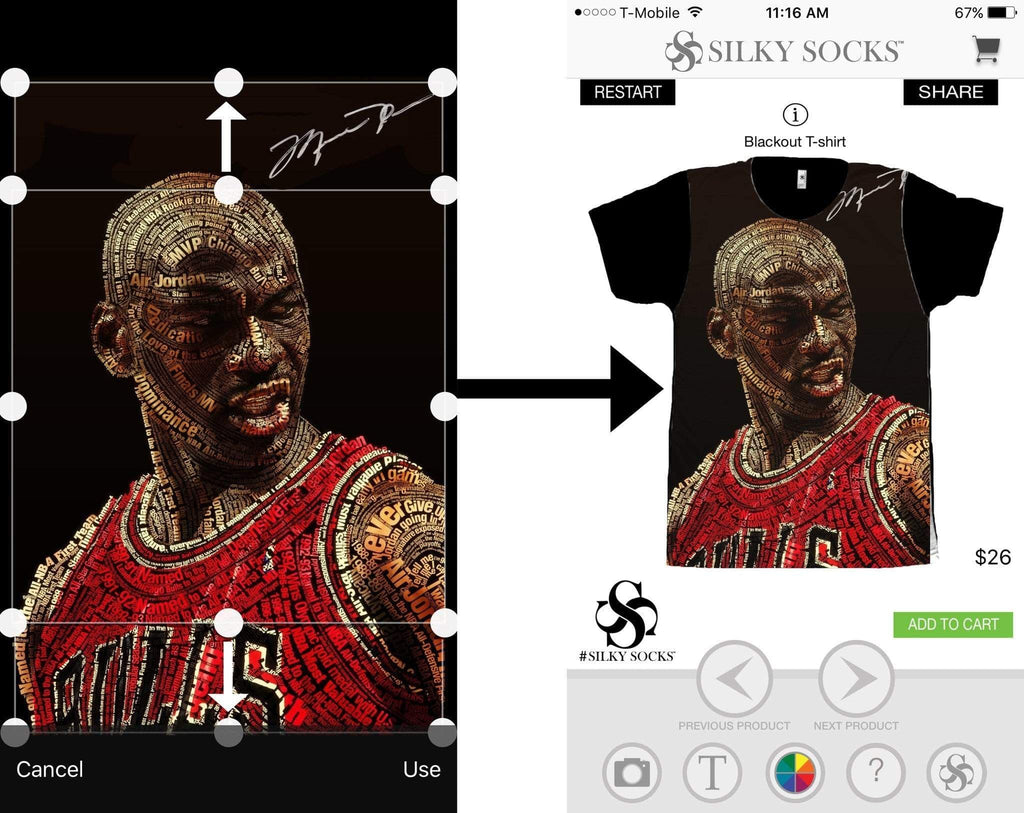 Create Your Own T-Shirt using the Silky Socks APP!