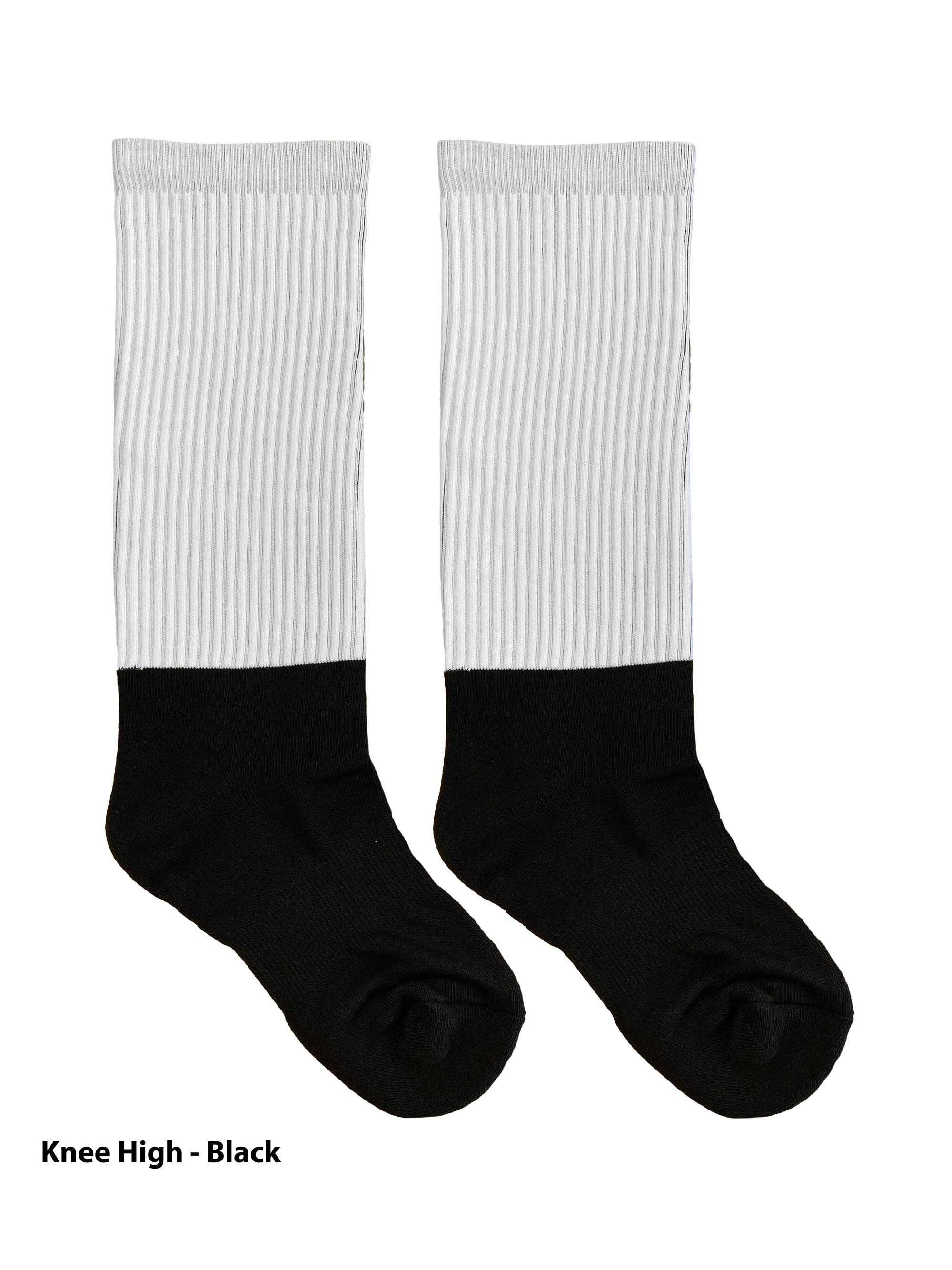 White Polyester Sublimation Tube Socks with Black Interior (6/pack)